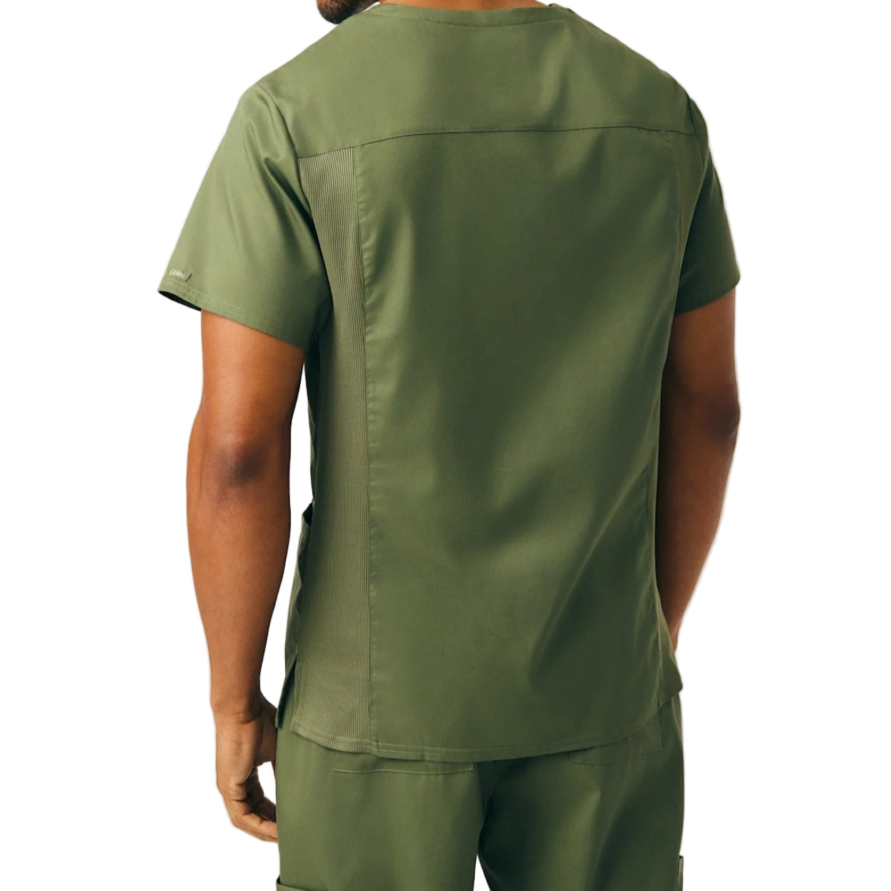 Olive moss scrub top on a white background