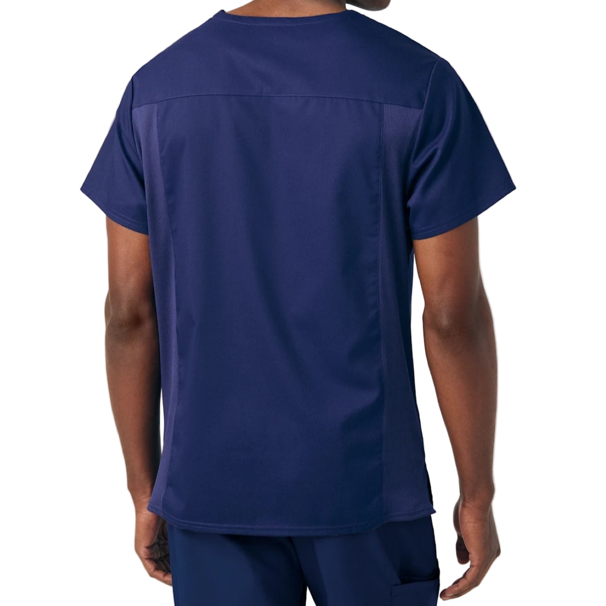True navy scrub top on a white background