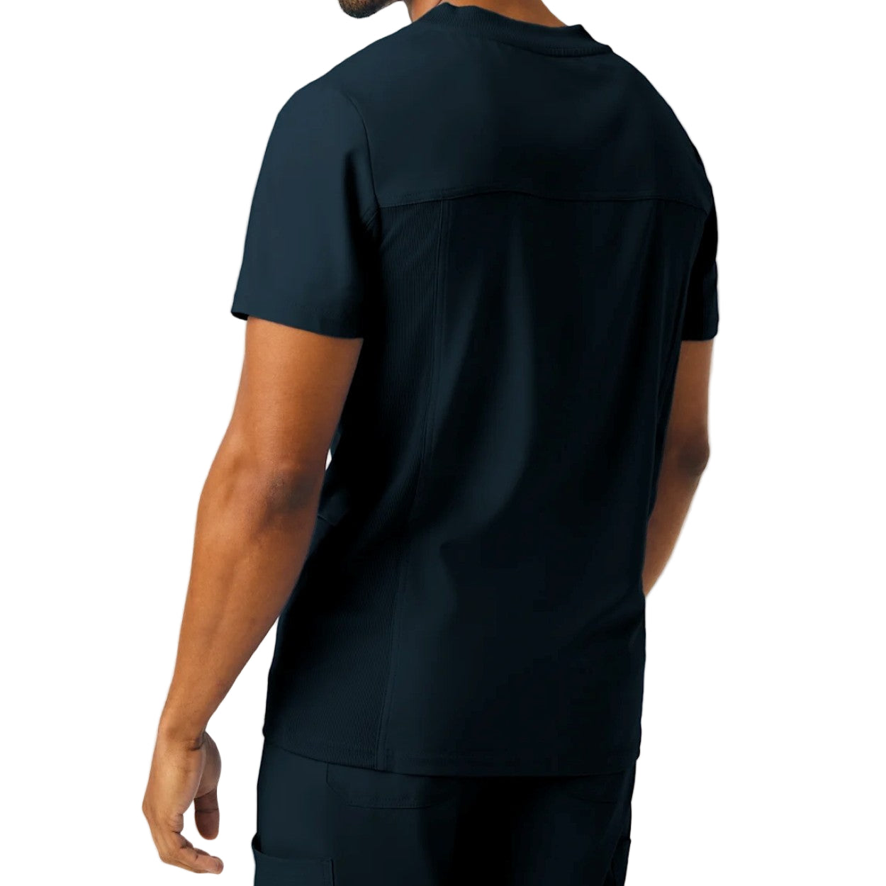 Black scrub top on a white background