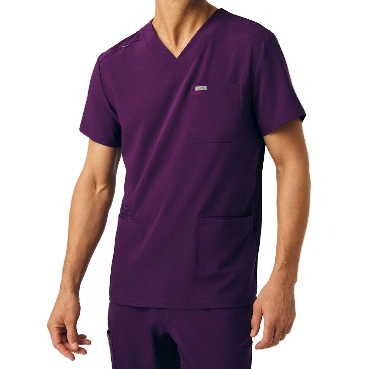Eggplant scrub top on a white background
