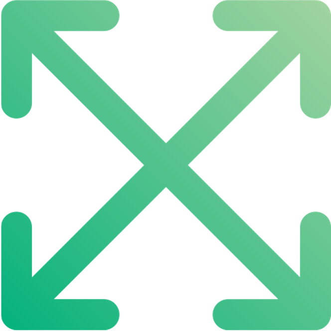 4  green arrows pointing in all 4 corners