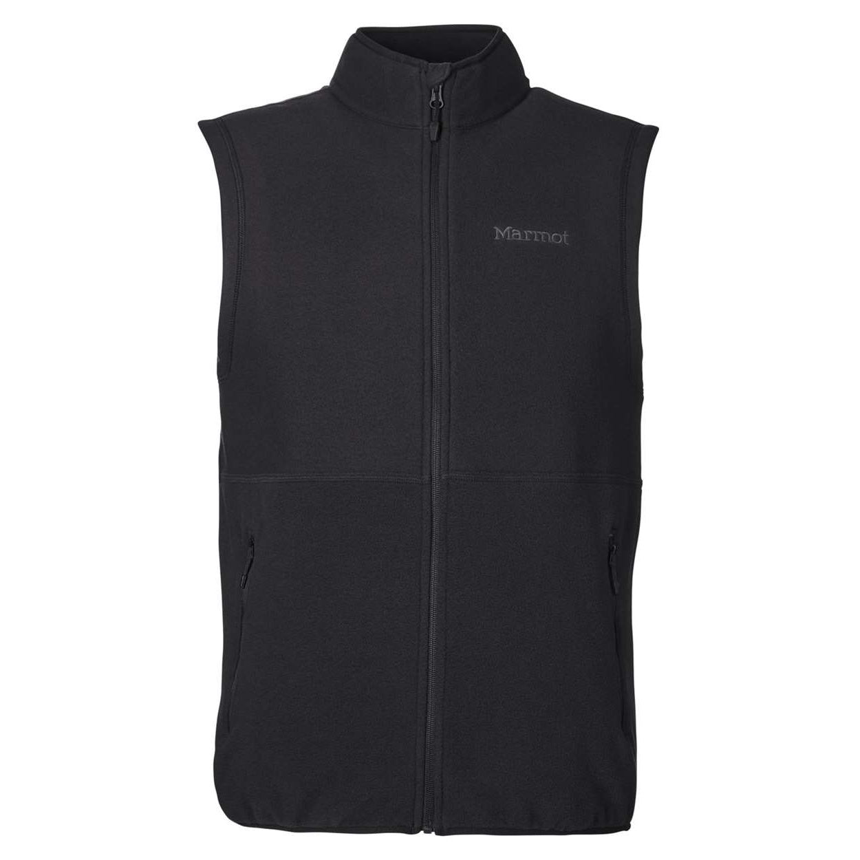 Black sweater vest on a white background