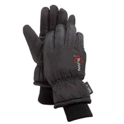 Black winter glove on a white background