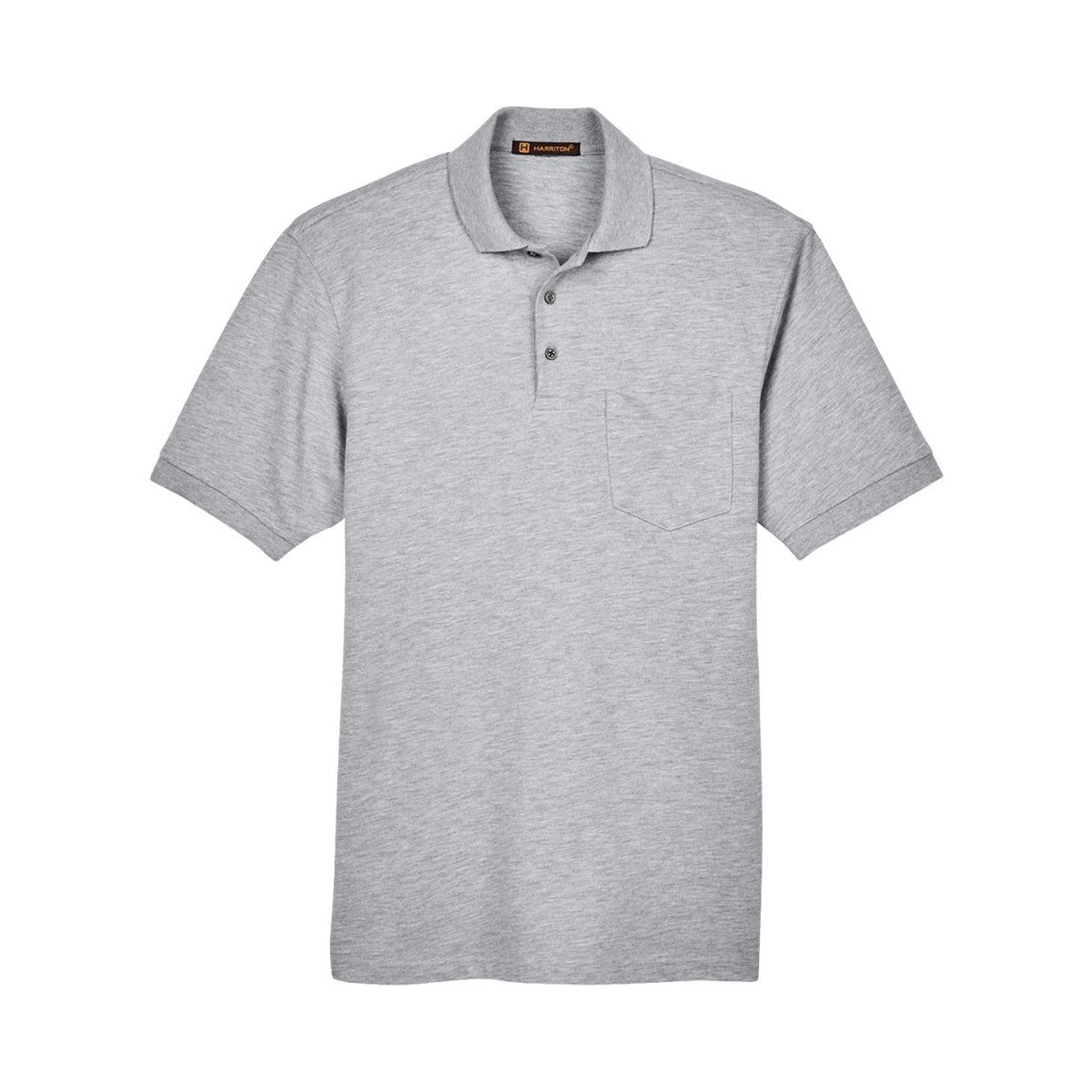 Grey heather polo shirt on a white background
