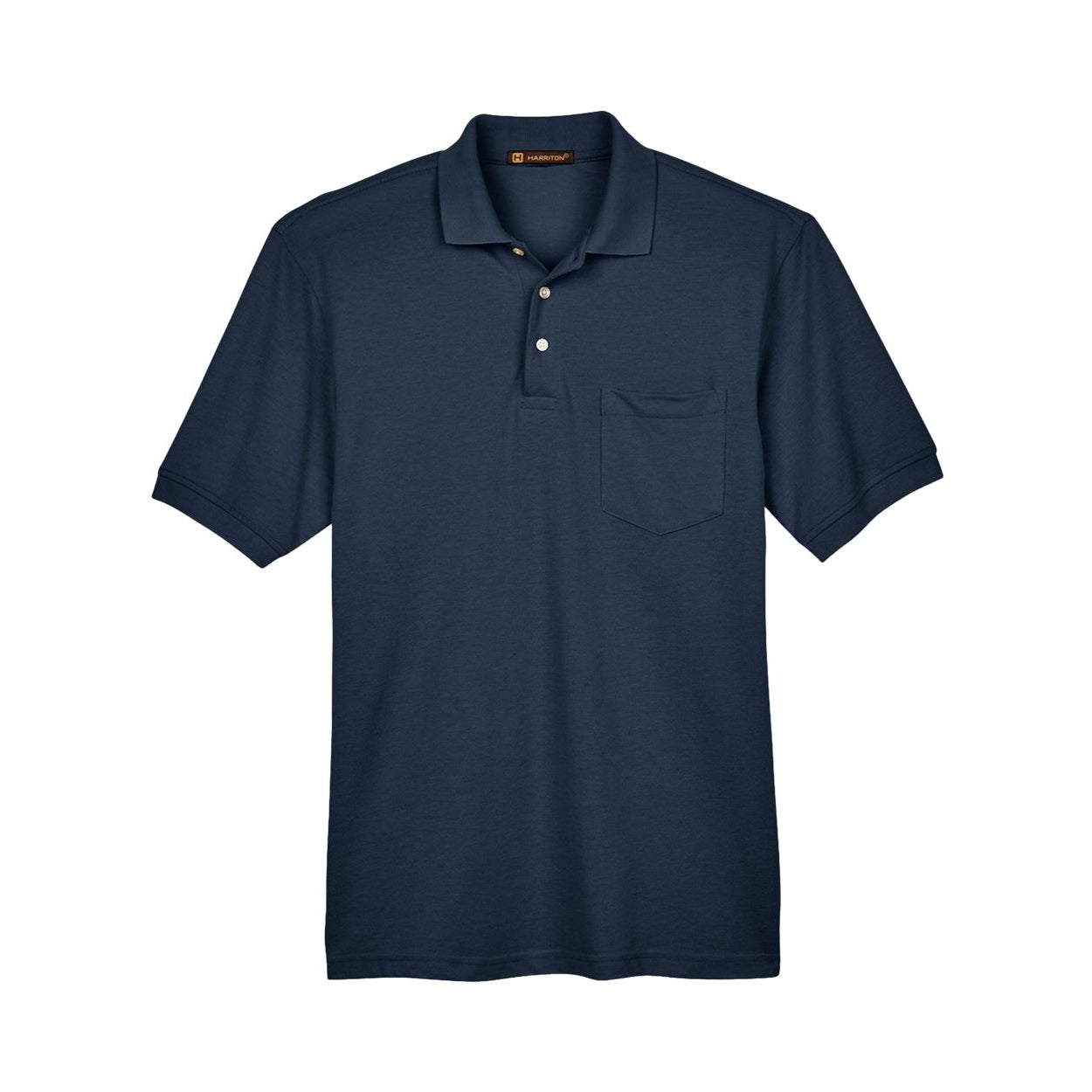 Navy polo shirt on a white background