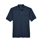 Navy polo shirt on a white background