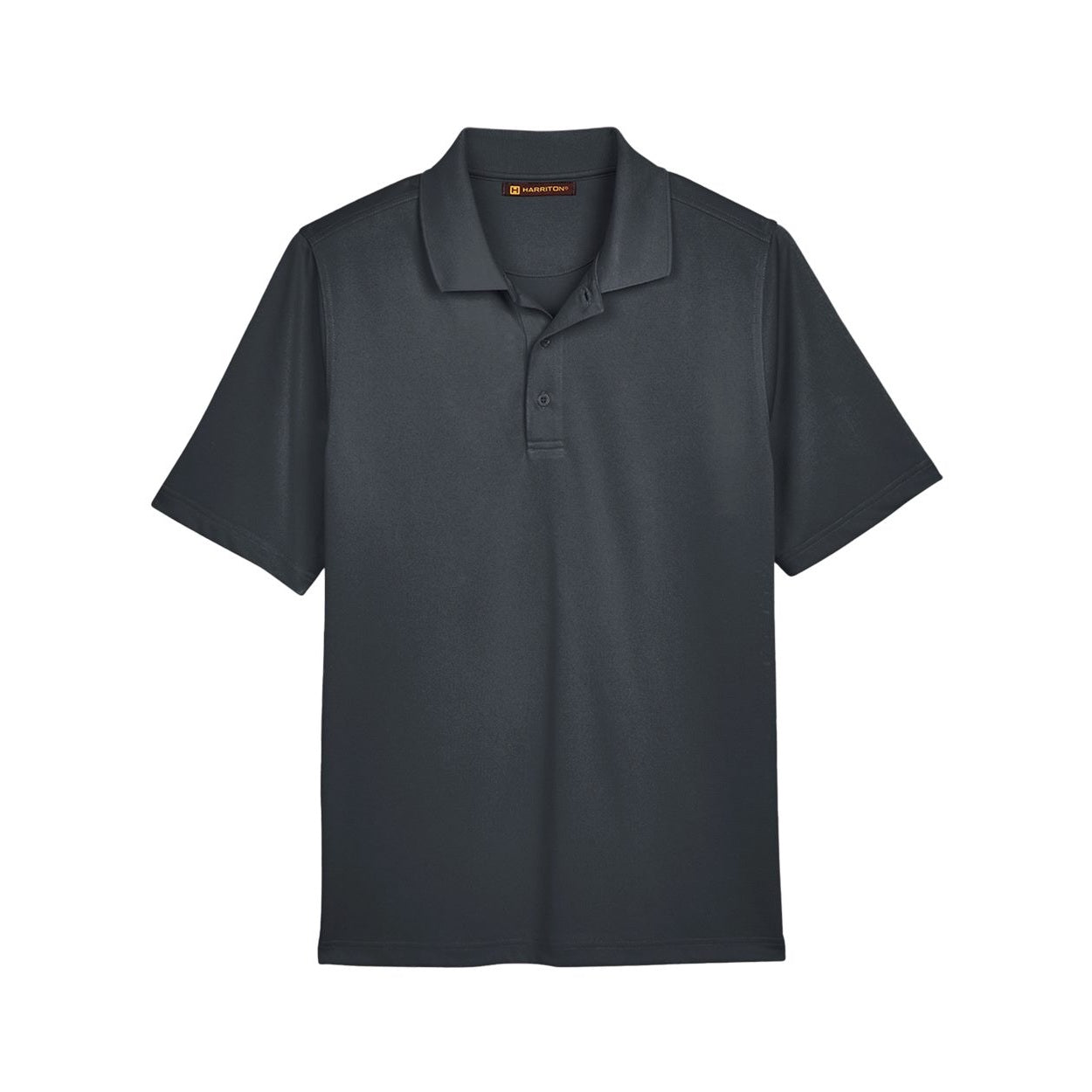 Dark charcoal polo shirt on a white background