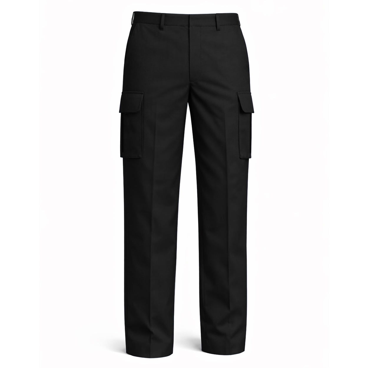 Black cargo pants with white background