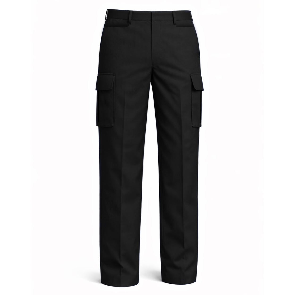 Black cargo pants with white background