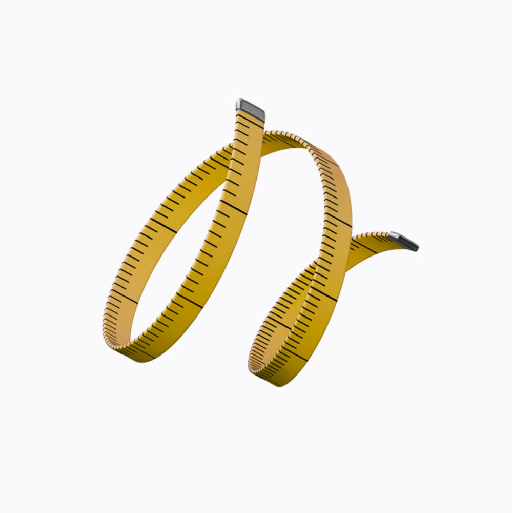 Yellow measuring tape on white background