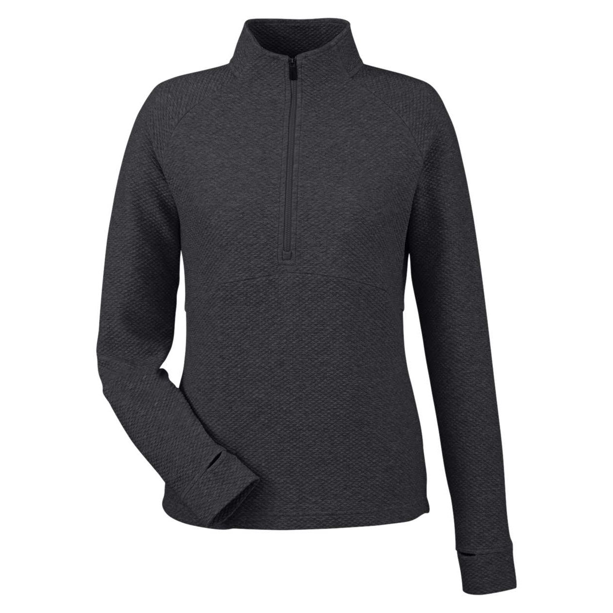 Black heather sweater on a white background