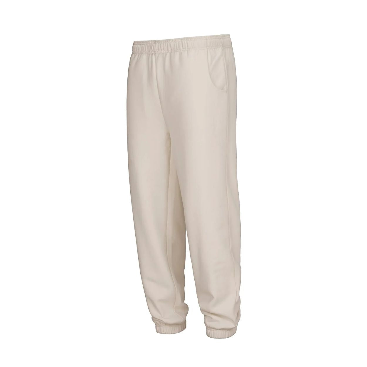 Ivory jogging pants on a white background