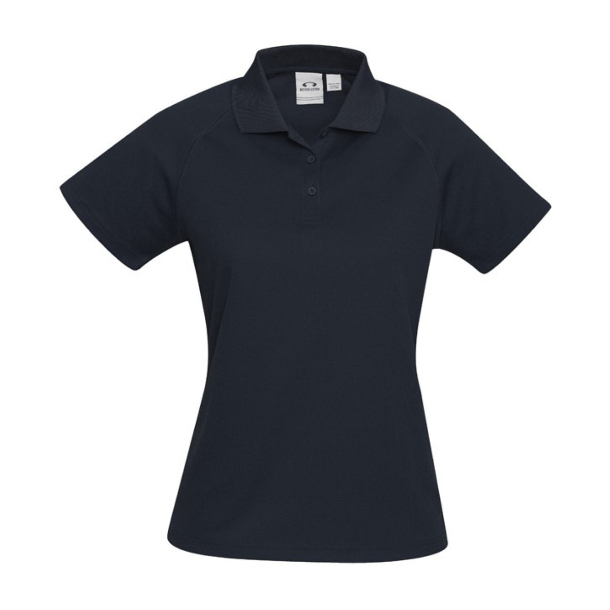 Navy polo on a white background