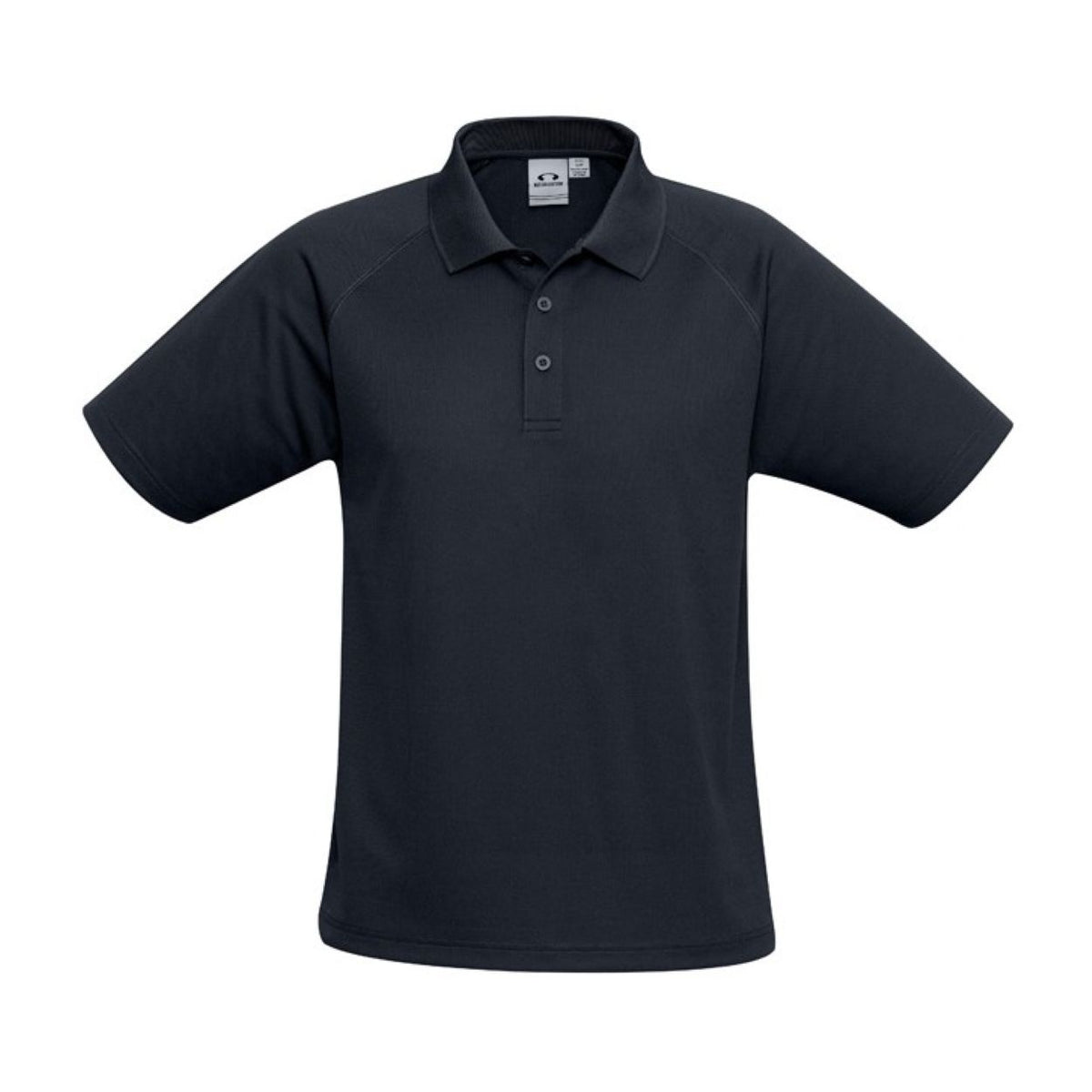 Navy polo on a white background