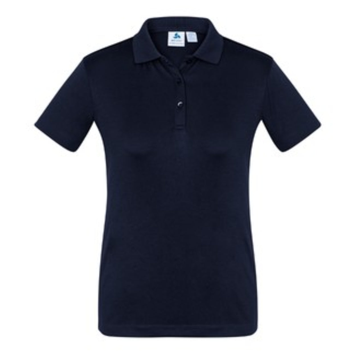 Navy blue polo shirt on a white background