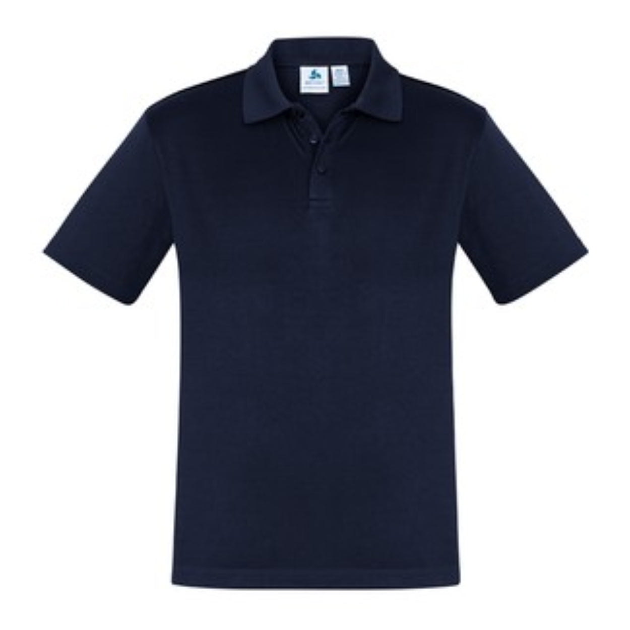 Navy blue polo shirt on a white background