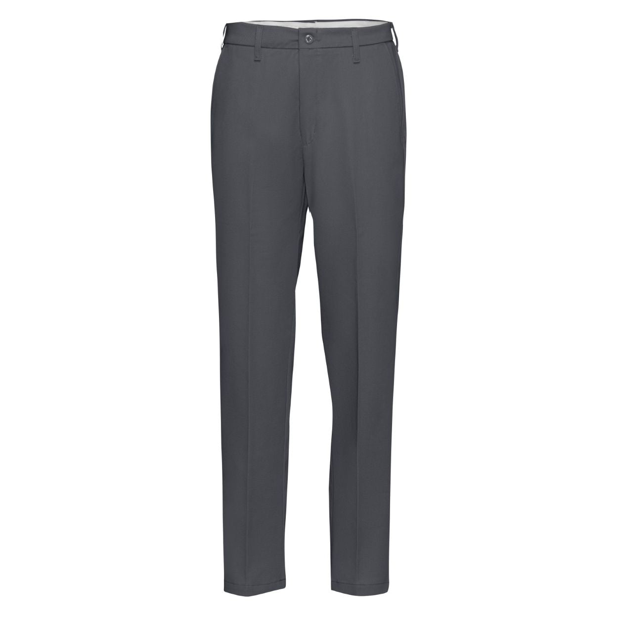 Charcoal work pants on a white background