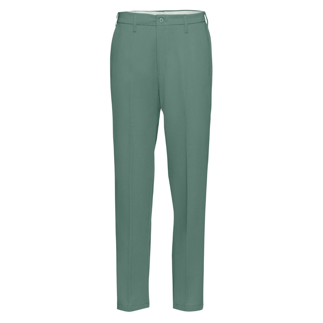 Visual green work pants on a white background