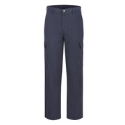 Navy work pants on a white background