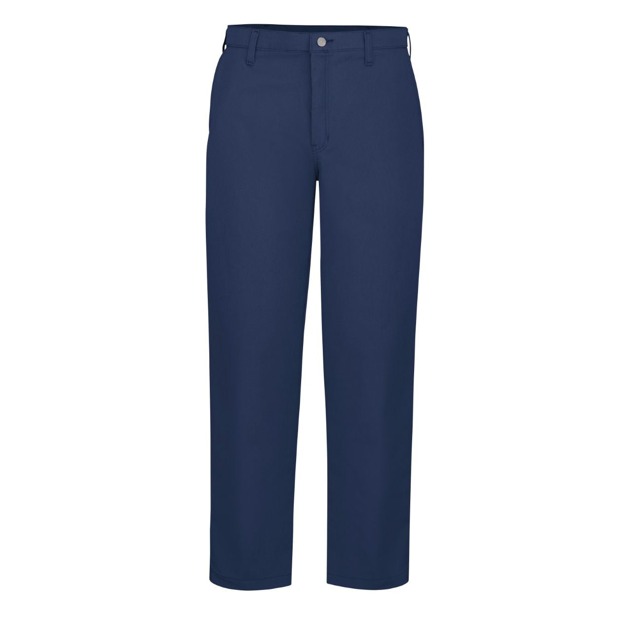 Navy work pants on a white background