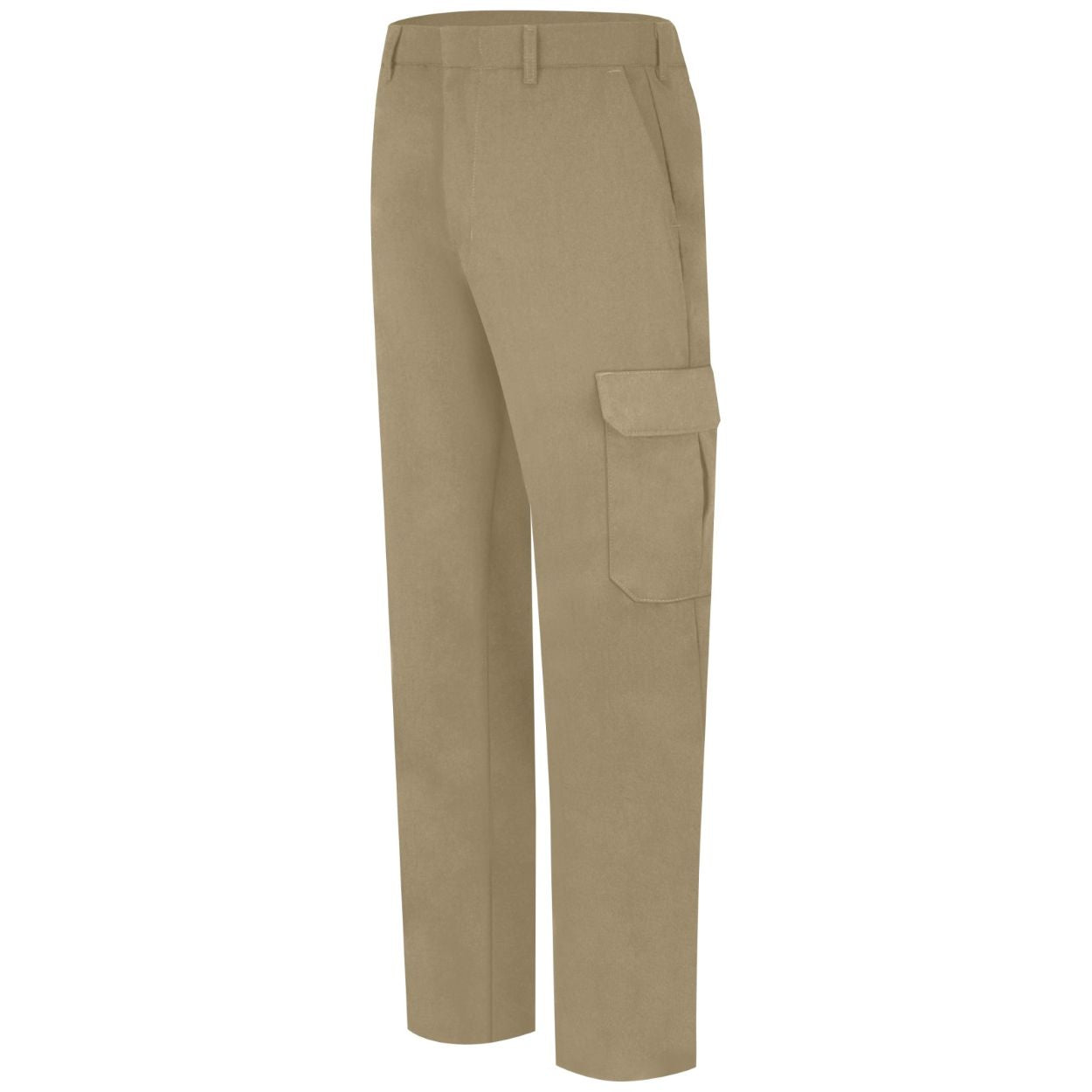 Khaki work pants on a white background