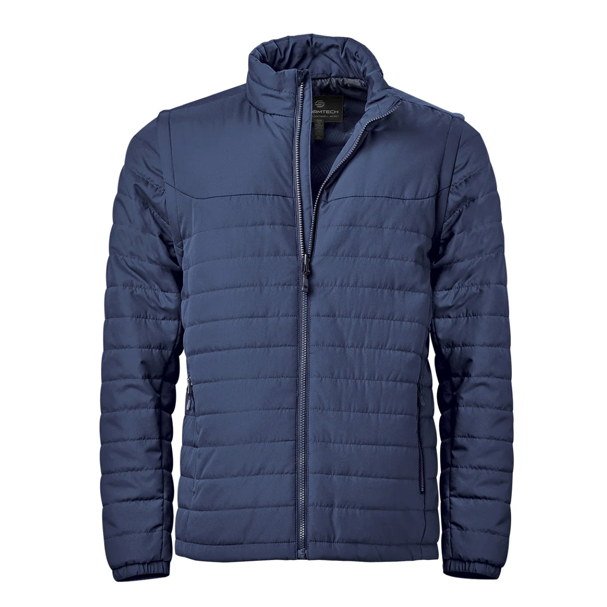 Navy hybrid coat on a white background