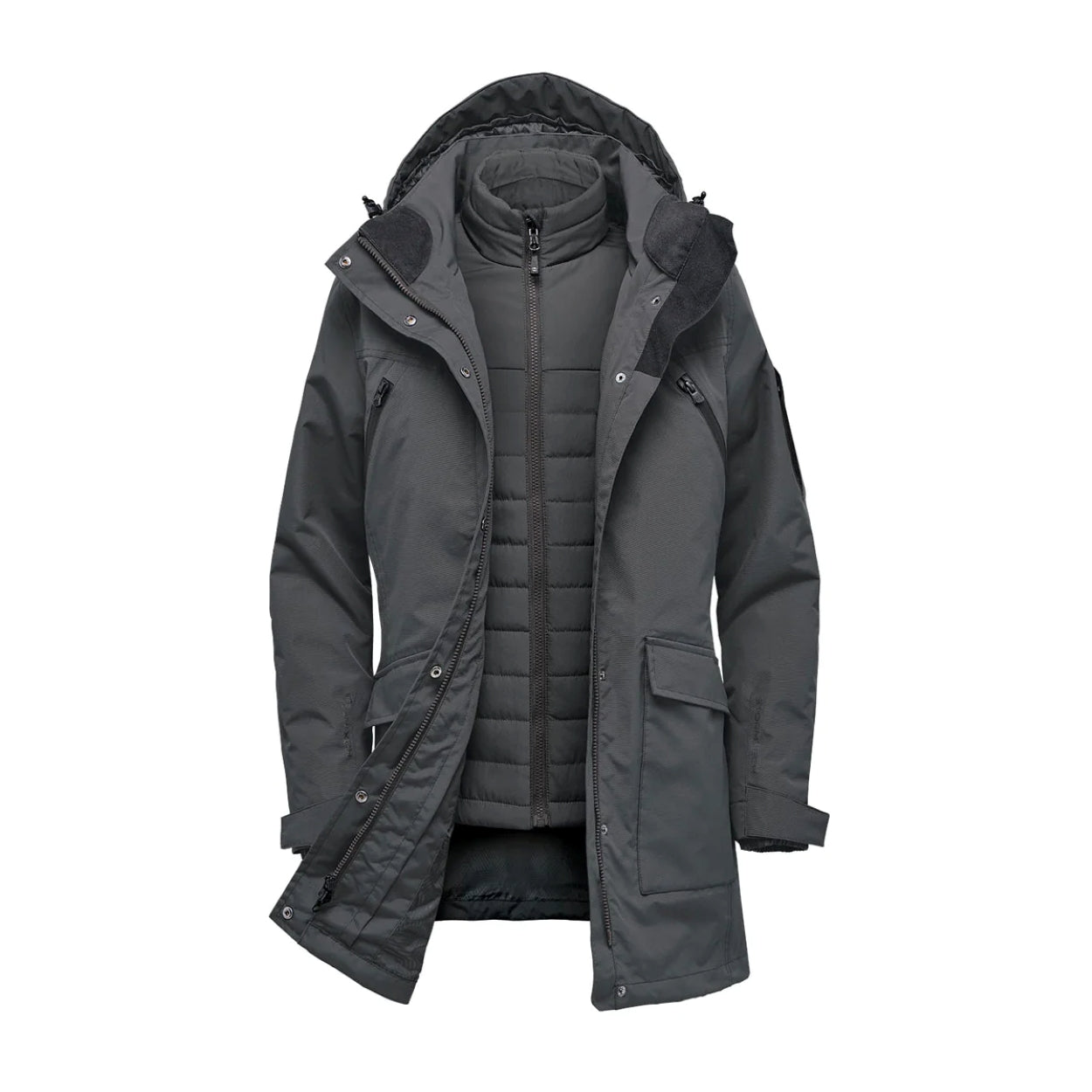 Graphite hybrid coat on a white background