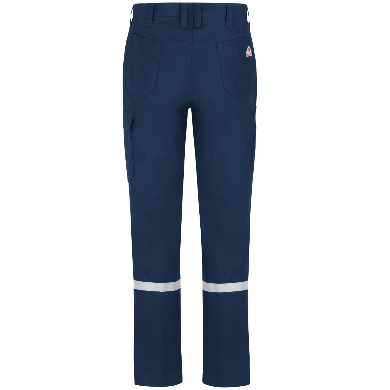 Navy hi-vis pants on a white background
