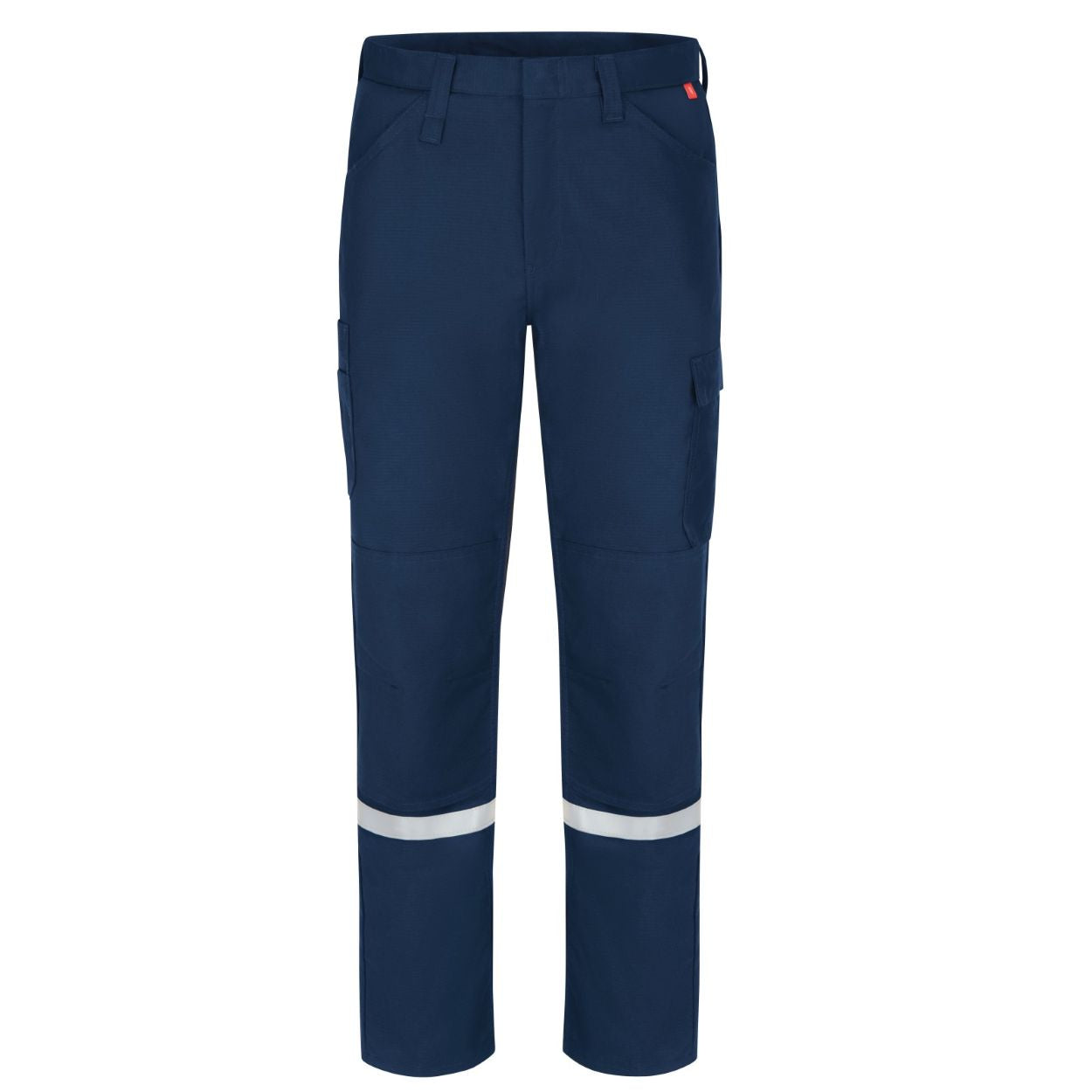 Navy hi-vis pants on a white background