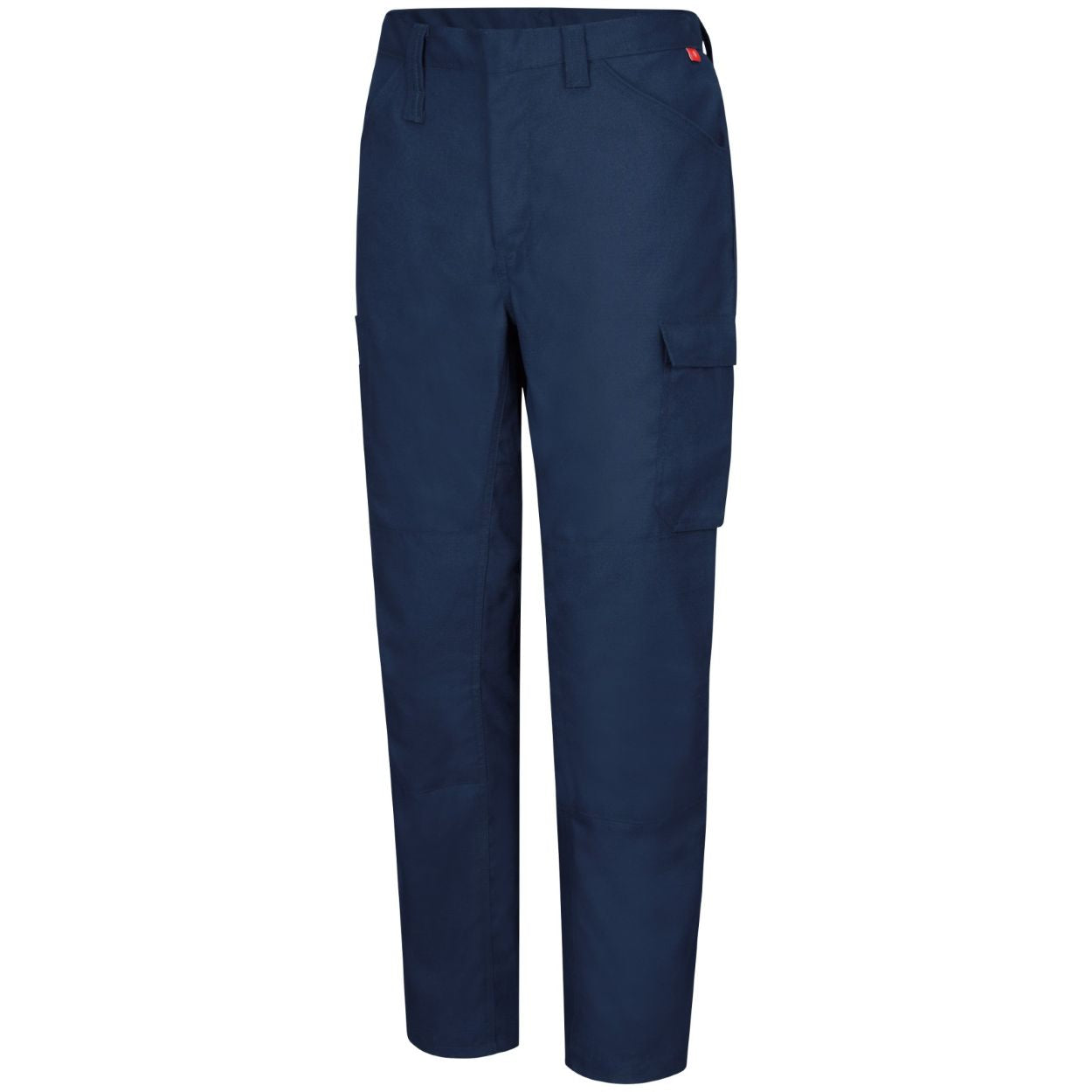 Navy work pants on a white background