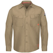 Khaki work shirt on a white background