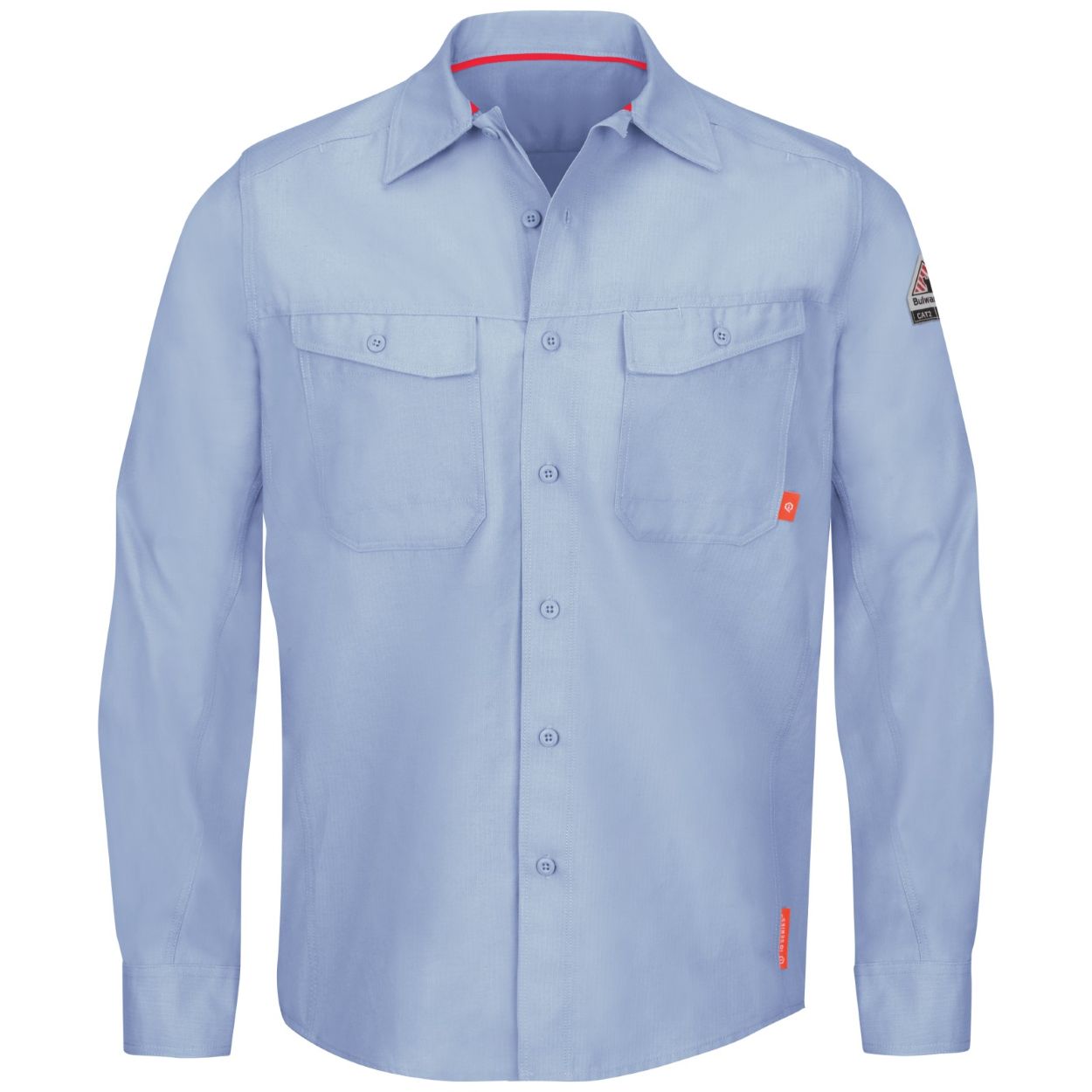 Light blue work shirt on a white background