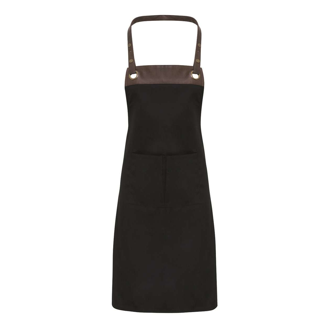 Black/brown apron on a white background