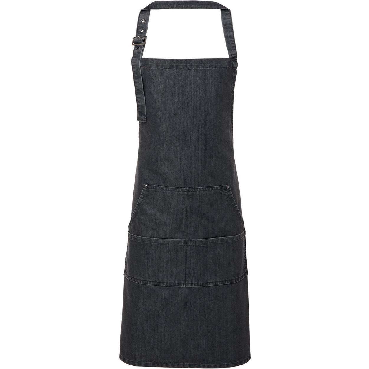 Black denim apron on a white background