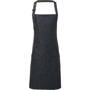 Black denim apron on a white background