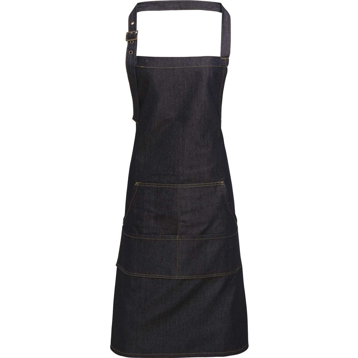 Indigo denim apron on a white background