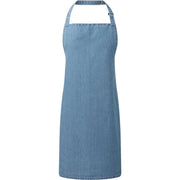 Denim blue apron on a white background