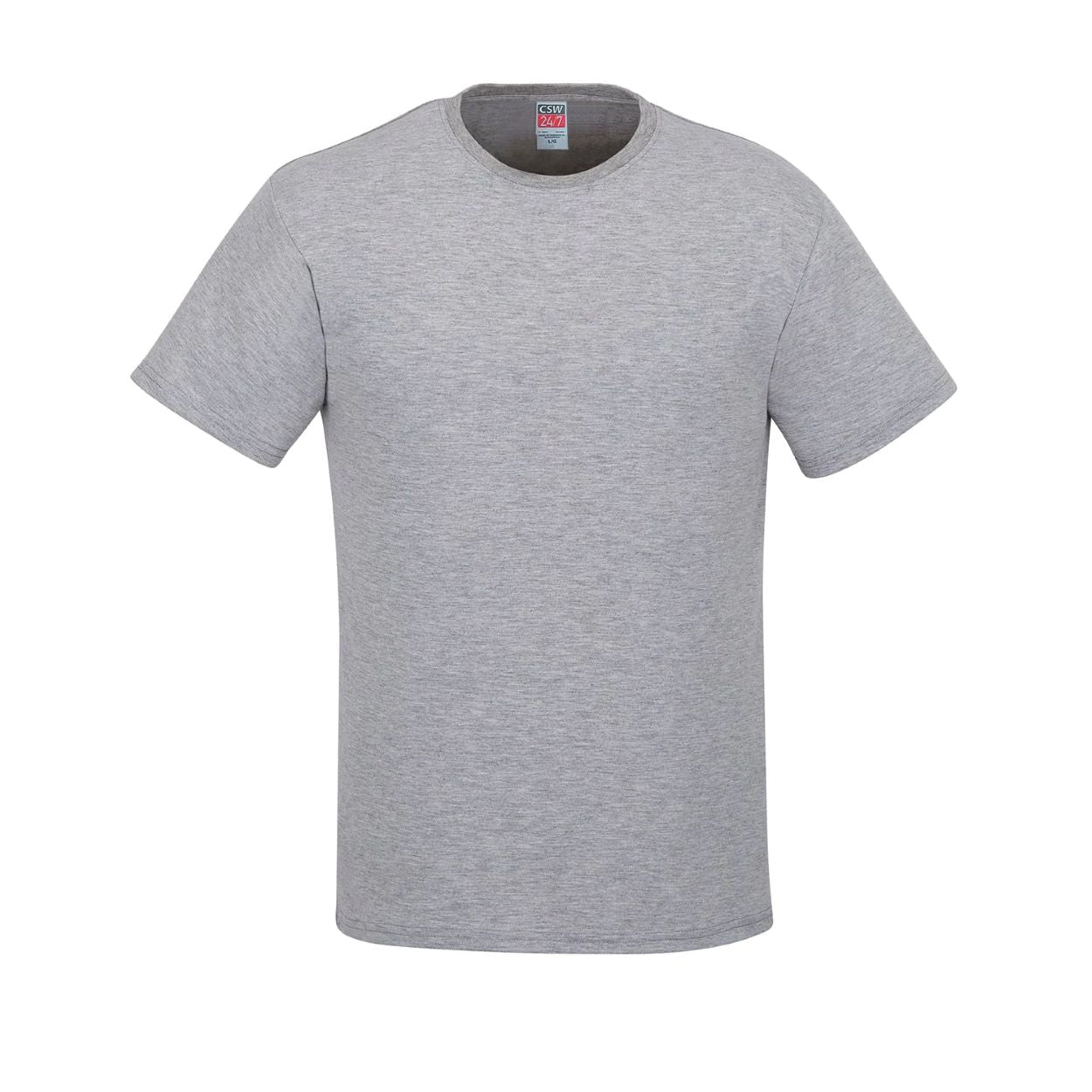 Athletic grey heather t-shirt on a white background