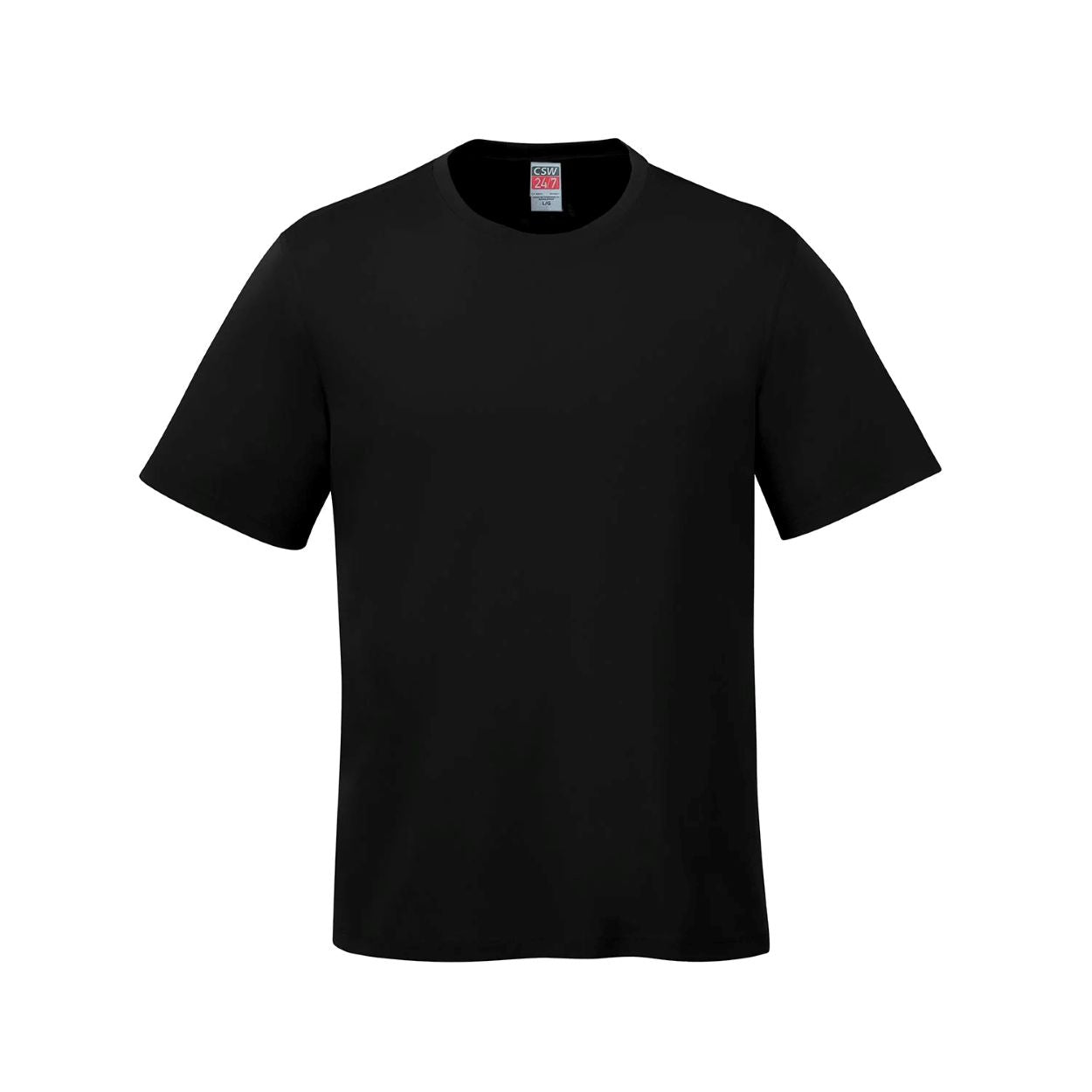 Black t-shirt on a white background