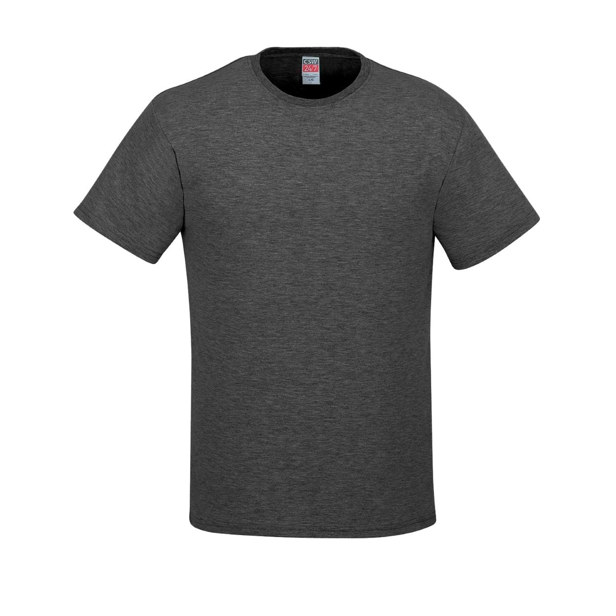 Charcoal heather grey t-shirt on a white background
