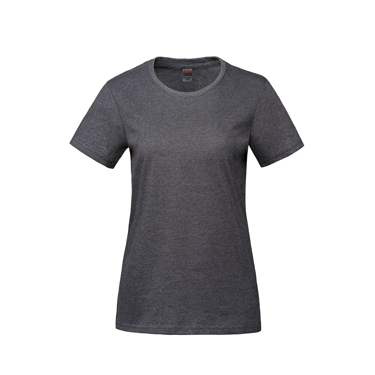 Charcoal heather grey t-shirt on a white background