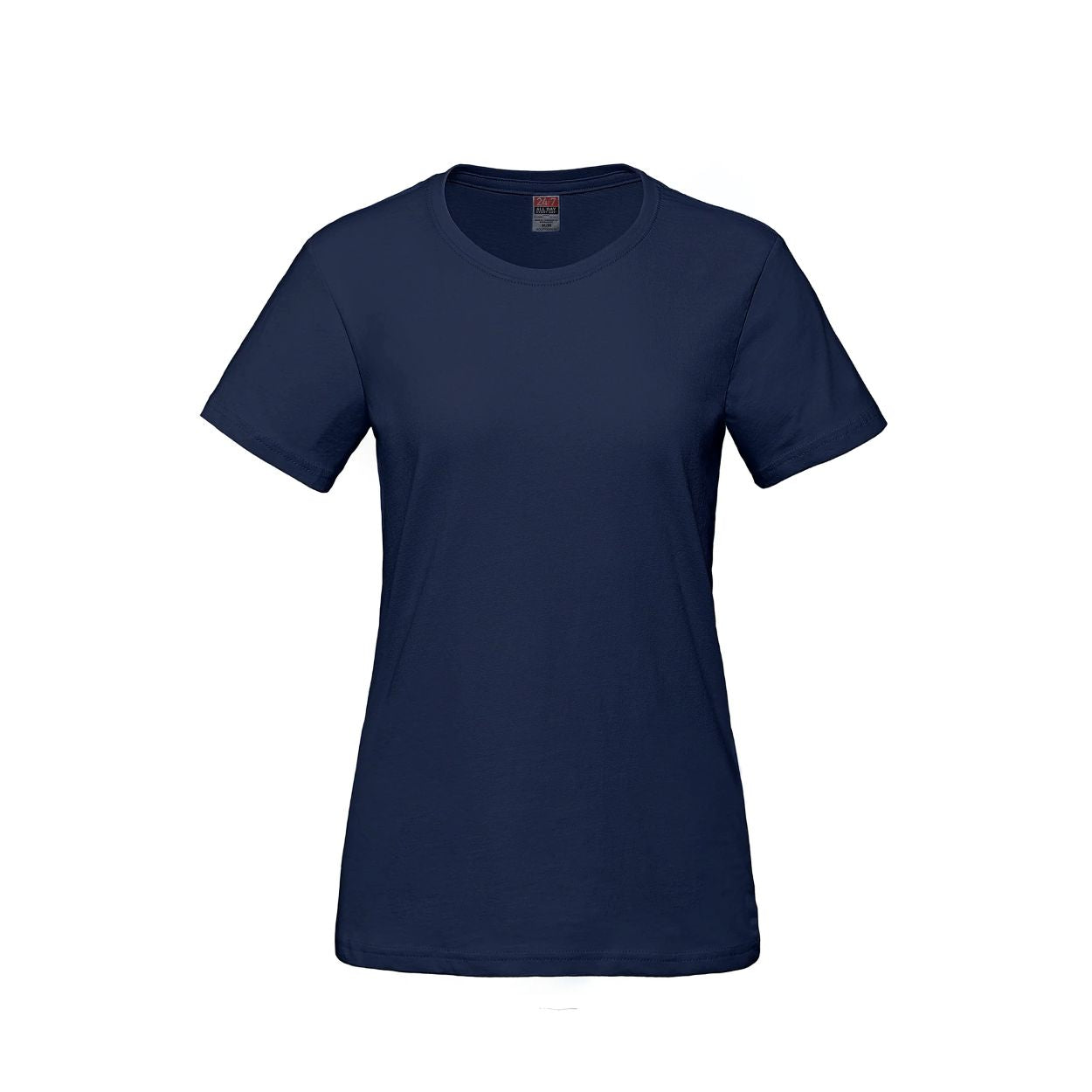 Navy blue t-shirt on a white background