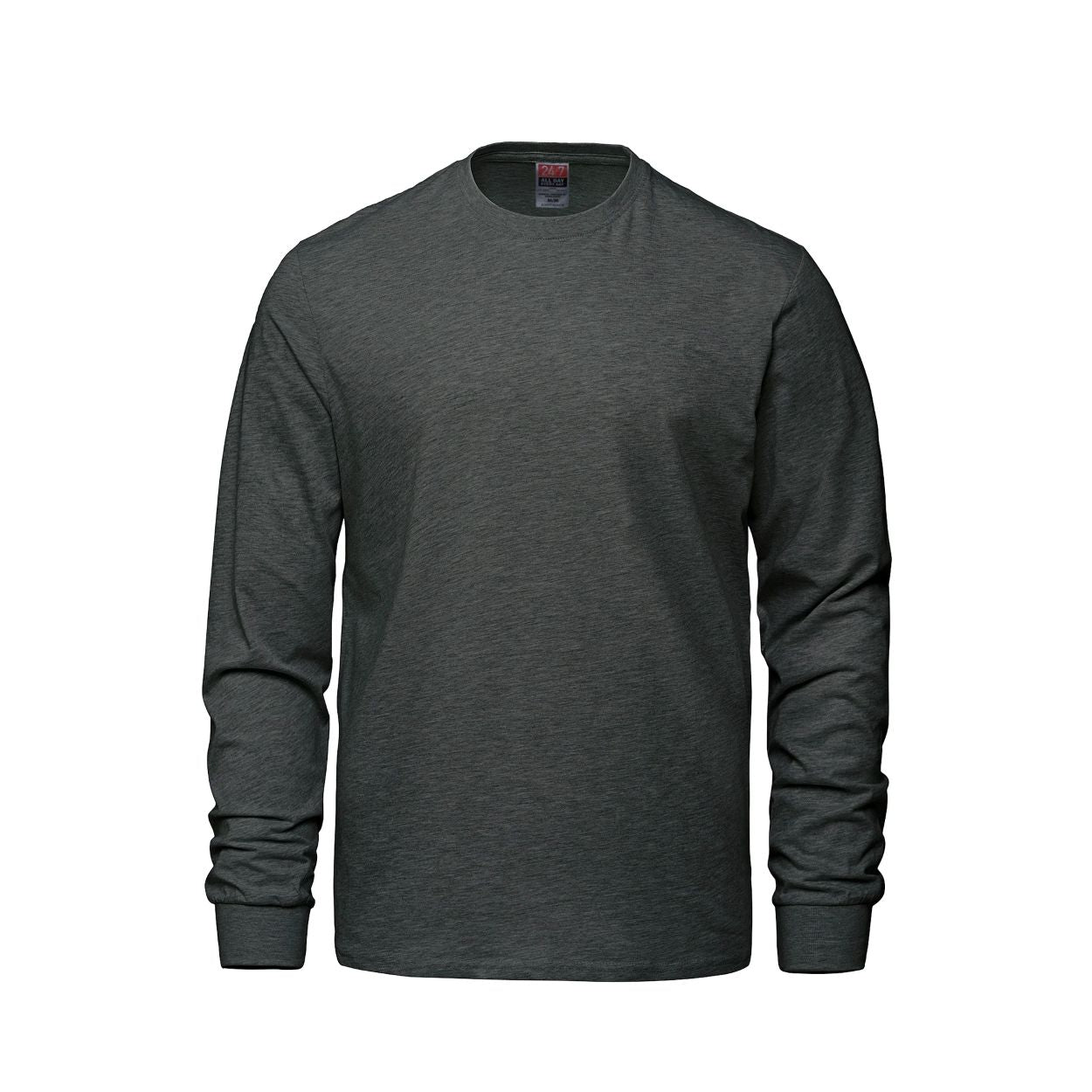 Charcoal heather grey t-shirt on a white background