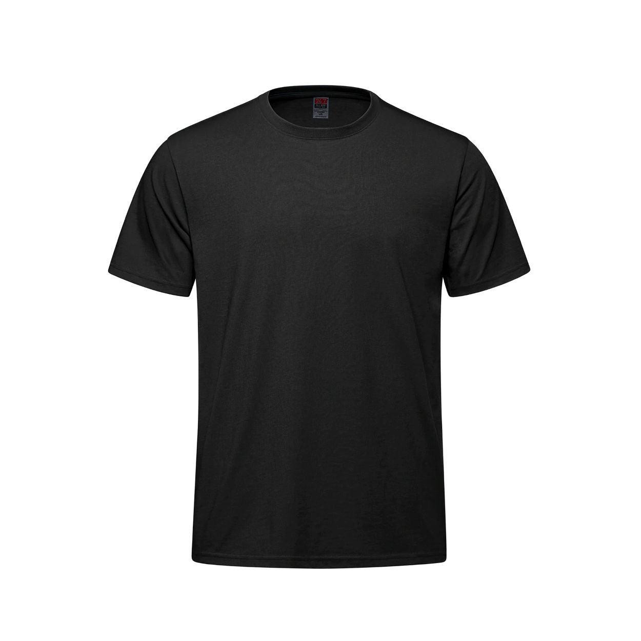 Black t-shirt on a white background