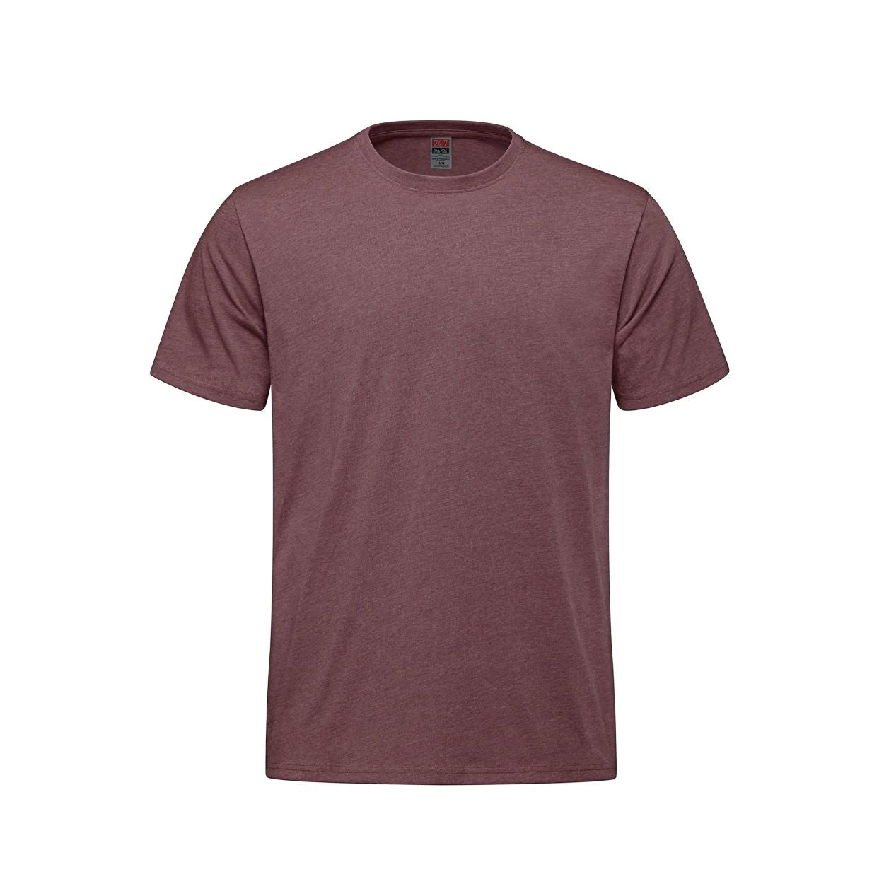 Maroon heather t-shirt on a white background