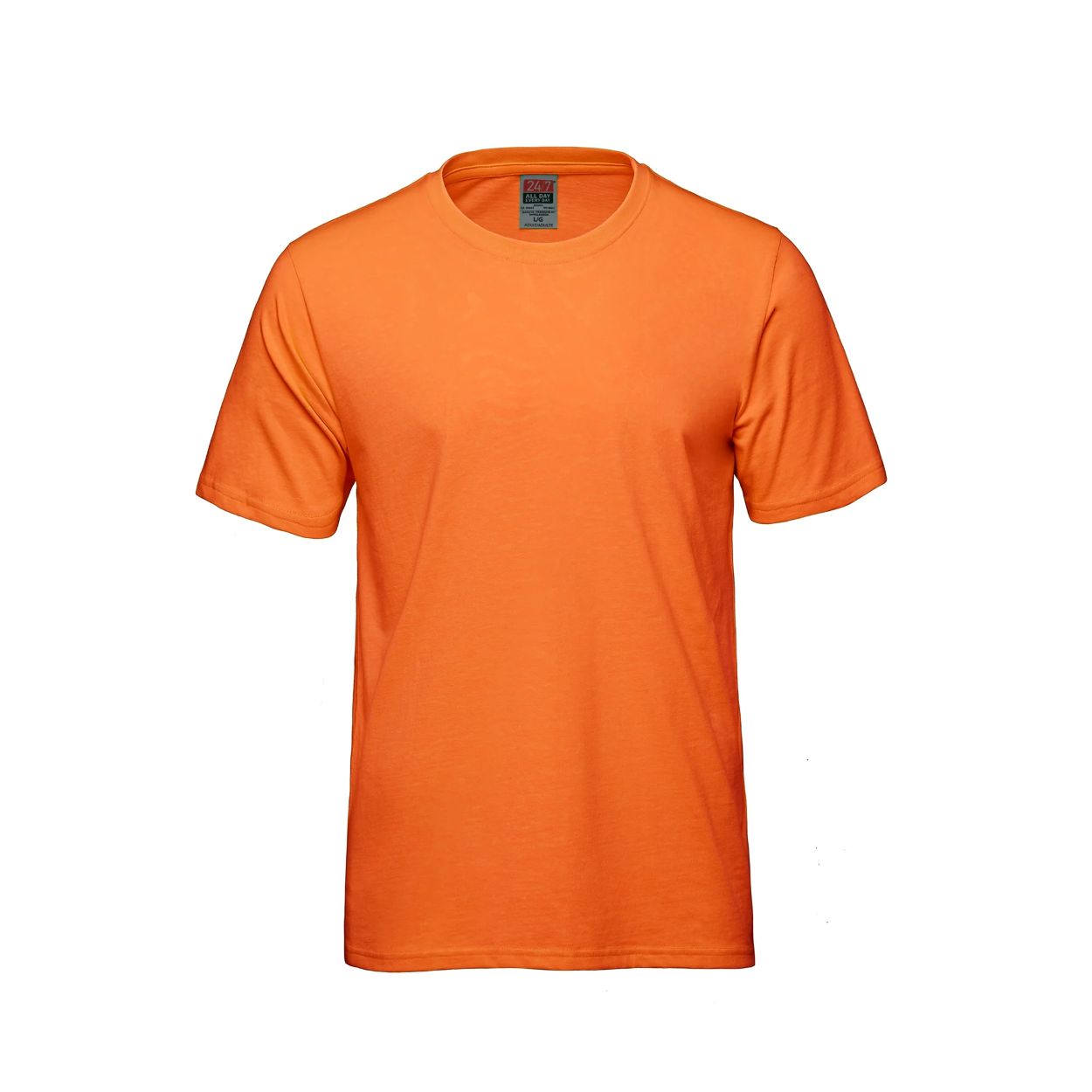 Intense orange t-shirt on a white background