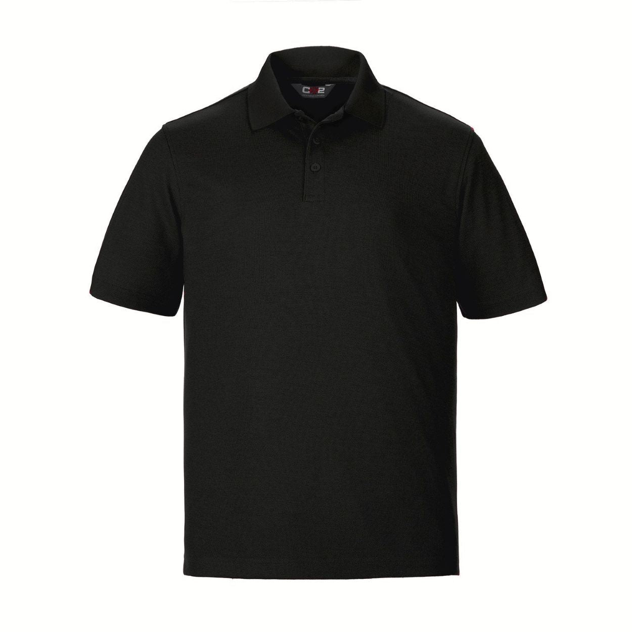 Black polo shirt on a white background