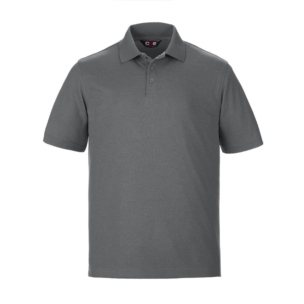 Steel grey polo shirt on a white background