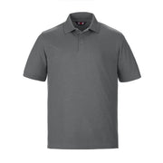 Steel grey polo shirt on a white background