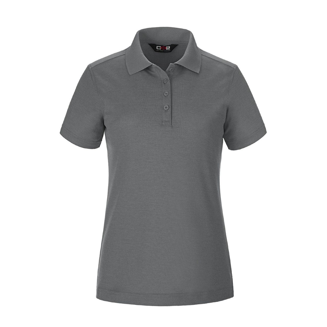 Steel grey polo shirt on a white background